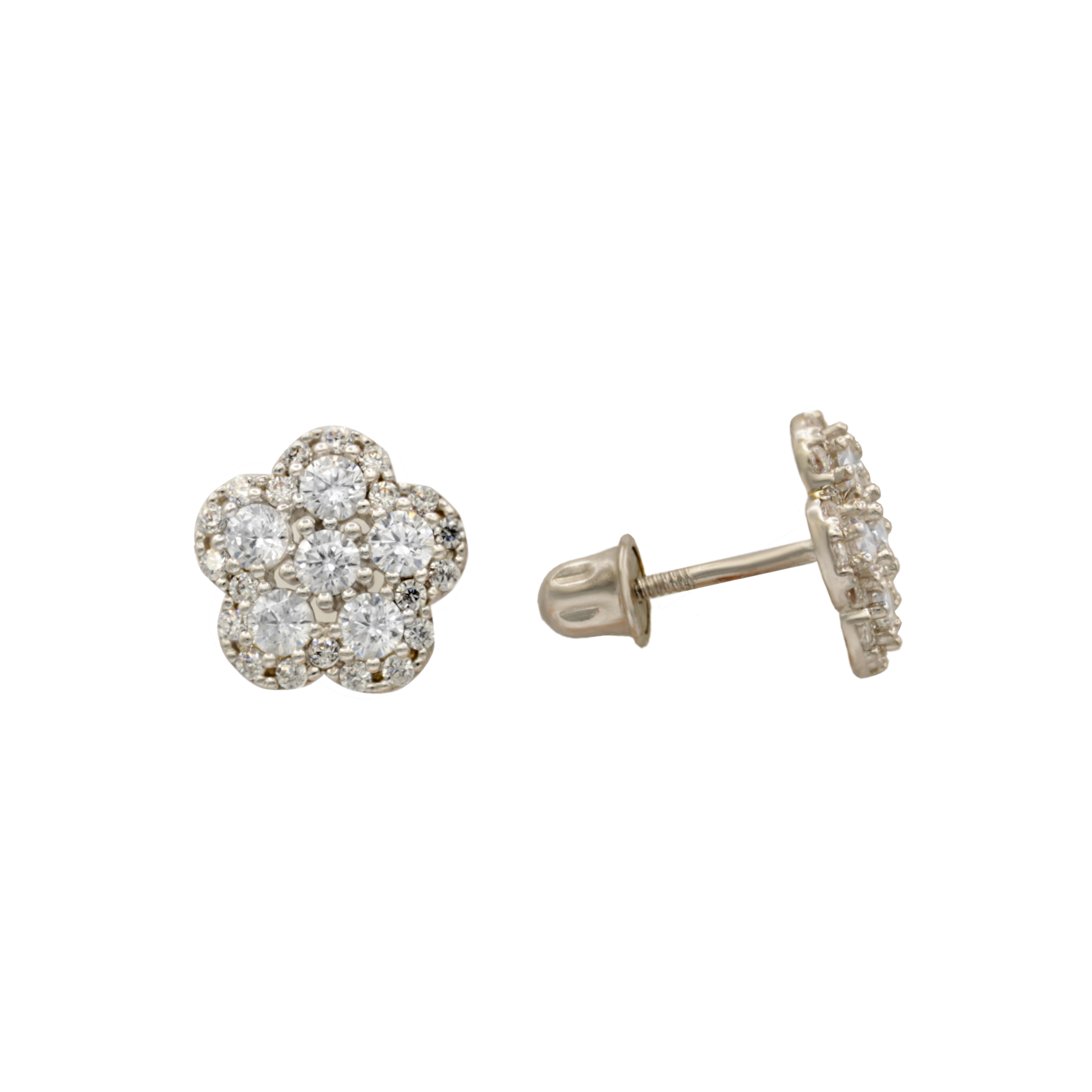 Luxsly - 14K White Gold Screwback Earrings with CZ - Walmart.com ...