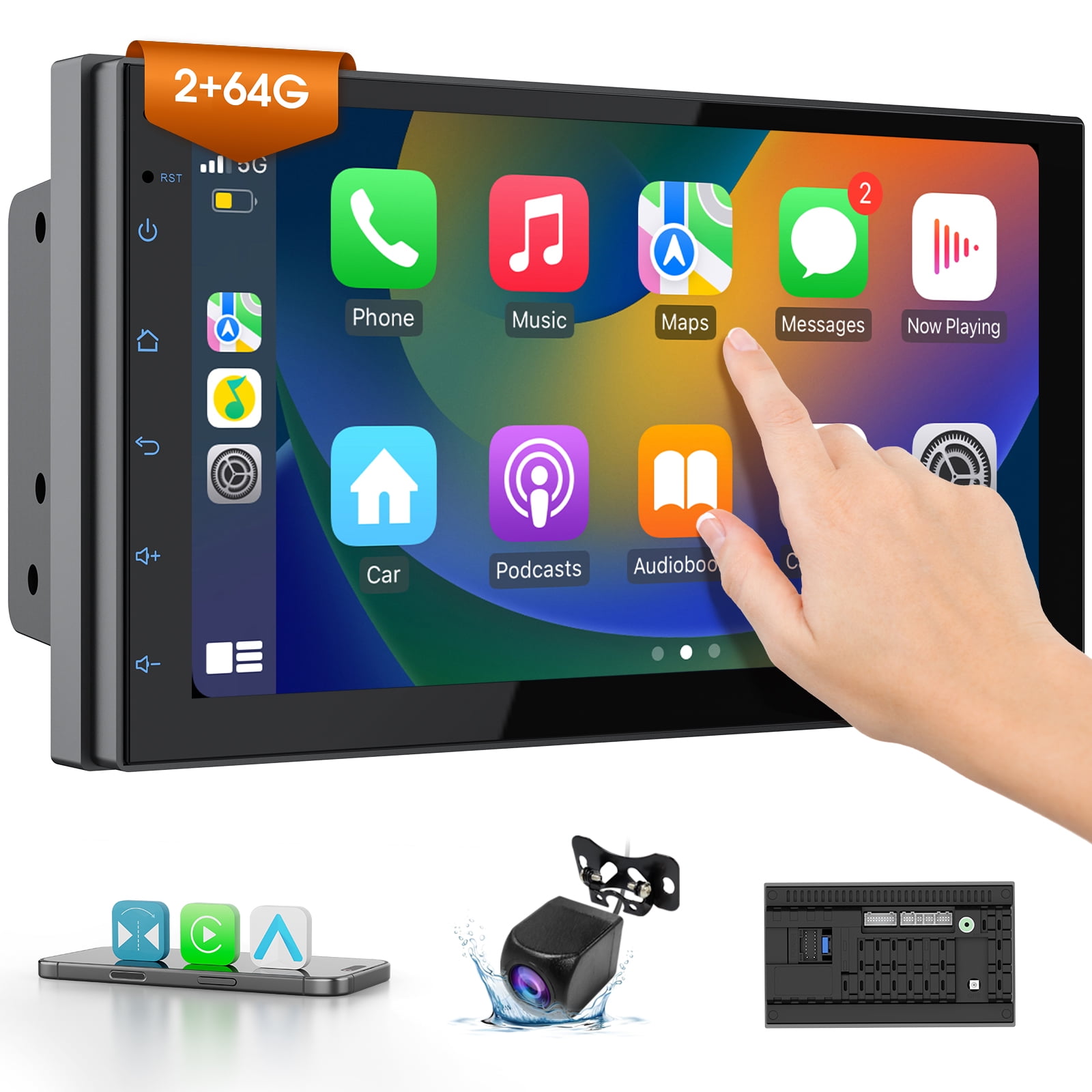 Haudio Double Din Car Stereo Radio with 7 inch HD Touchscreen,Wireless Apple Carplay & Android Auto,Bluetooth,Mirror Link,Backup Camera
