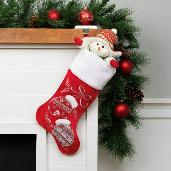 Northlight 20.5-Inch Red and White Winter Mittens Embroidered Christmas Stocking