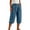 *Blue, variant on Women's Cotton-Linen Drawstring Capri Pants , Wide Leg Cuffed Casual Pants For Women , Ladies' Summer Beach Boho Trousers with Pockets,Army Green,S-2XL
