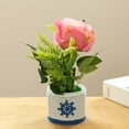 thumbnail image 4 of Flor falsa simulación rosa pequeño bonsái planta artificial en maceta decoración flor de seda planta verde, 4 of 5