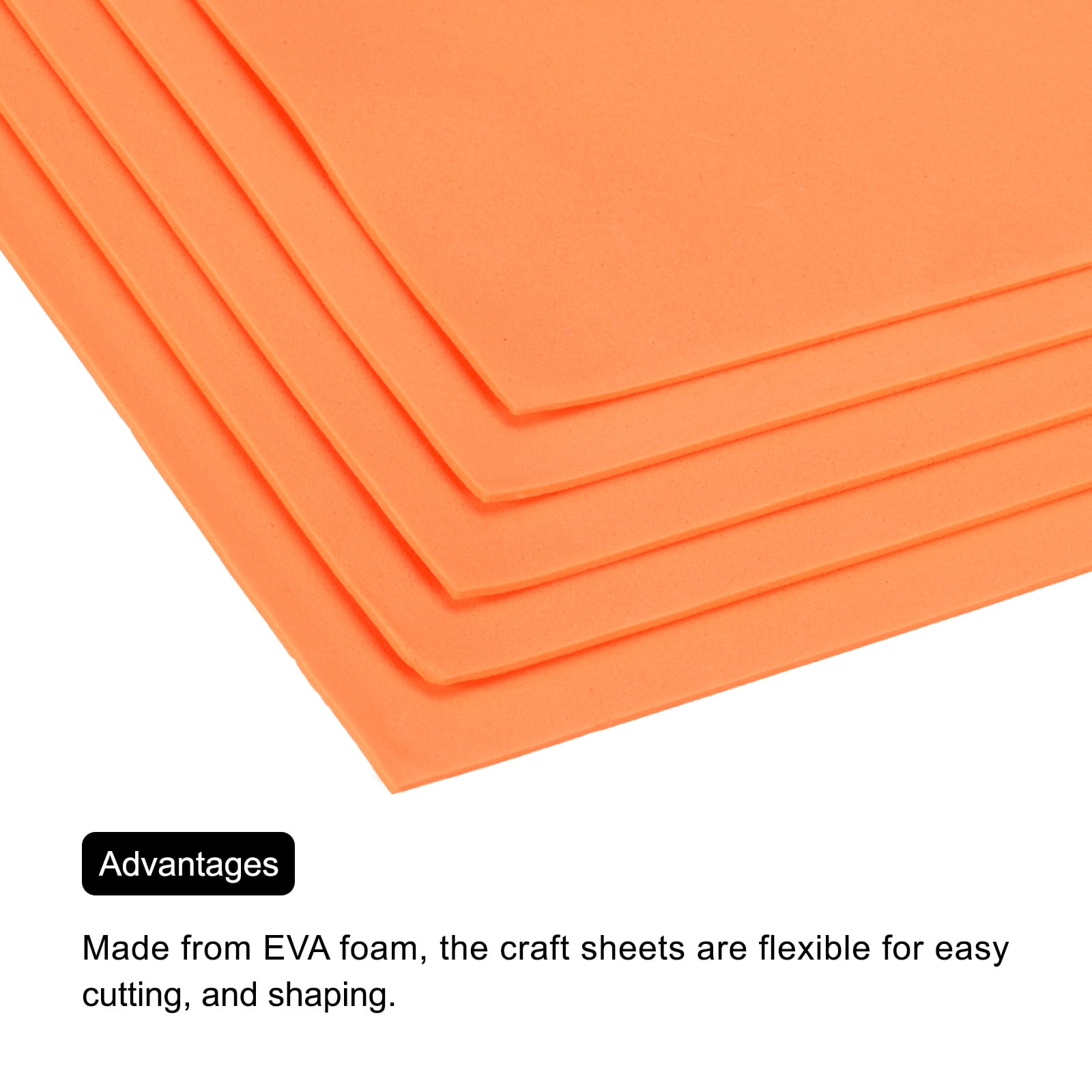 Uxcell EVA Foam Sheets Orange 19.7 Inch x 19.7 Inch 2mm Thick Crafts Foam Sheets for Costumes, Arts and Crafts Projects Pack of 5