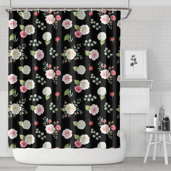 Pioneer Flower Floral Print Pattern Shower Curtain 84"x72", Bathroom Decorative Shower Curtain Set with 12 Hooks, Waterproof Washable