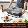 thumbnail image 3 of Elite Gourmet 15" x 12" x 3" Stow-Away Foldable Electric Skillet, Ceralast&trade; PFAS Free Ceramic, 1500W Rapid Heat, Dishwasher Safe Pan & Lid, Bla, 3 of 7
