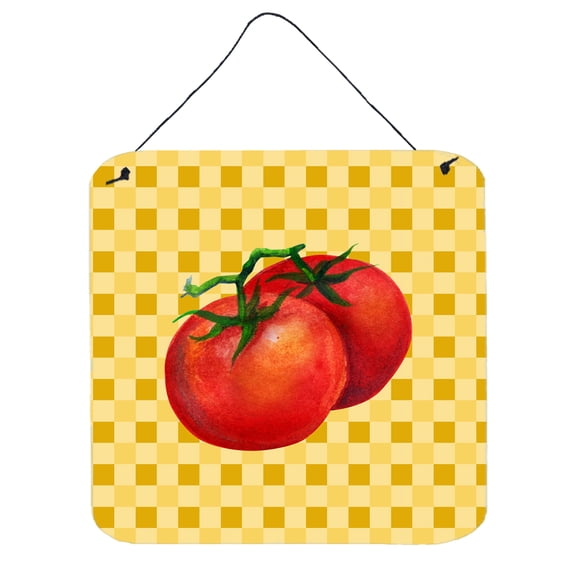 Carolines Treasures BB7215DS66 Tomato on Basketweave Wall or Door Hanging Prints 6x6 multicolor