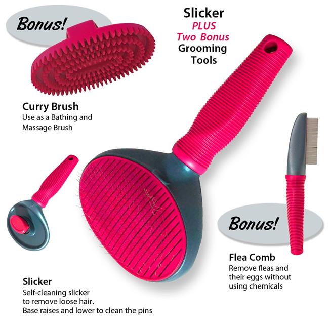 Enrych 1076 Slicker, Slicker Brushes, Self Cleaning Slicker & Self Cleaning Slicker Brushes Set