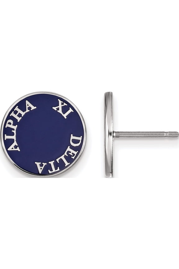 Sterling Silver Rh-Plated Logoart Alpha Xi Delta Enameled Post Earrings (12 X 12) Made In United States ss019axd