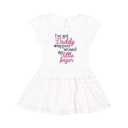 

Inktastic I ve Got Daddy Wrapped Around My Little Finger Gift Toddler Girl Dress