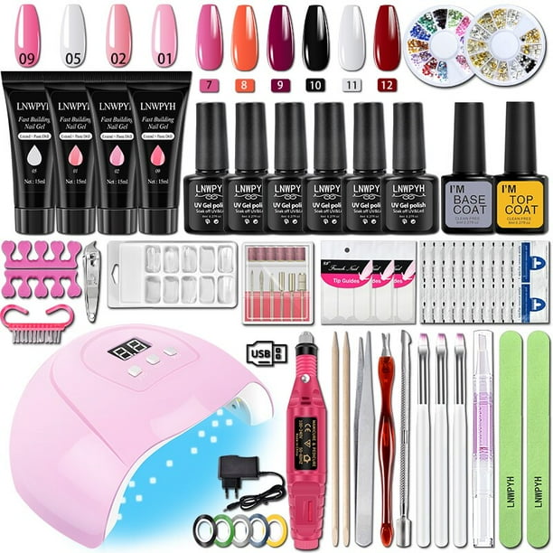 Kit de uñas acrílicas con secador de lámpara, juego de manicura profesional para arte de uñas, barnices acrílicos, Kit de gel, máquina pulidora de uñas, herramientas de manicura de salón