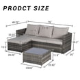 thumbnail image 2 of 2 Pieces Patio Furniture Set Outdoor Woven Sectional L-Shaped Wicker Conversation Set with Ottoman and Detachable Lounger Table for Backyard Poolside, 2 of 7