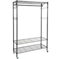 thumbnail image 2 of Adjustable Rolling Garment Rack, Portable Clothing Storage Rack, Heavy-duty Rolling Clothing Rack w/ Wheels, 3-Tier Wire Shelving Organizing Clothes Hanging Rack, Closet Rack for Hanging Clothes, R866, 2 of 6