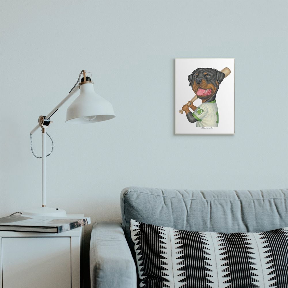 Stupell Industries Rottweiler Baseball Player Family Dog Sports Designed by Danny Gordan