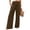 Brown, variant on Women’s Spring Summer Linen Wide Leg Culottes, Airy Plain Weave Fabric, Elastic Waist Pockets, Loose Vacation Style Daily Long Pants Gray M
