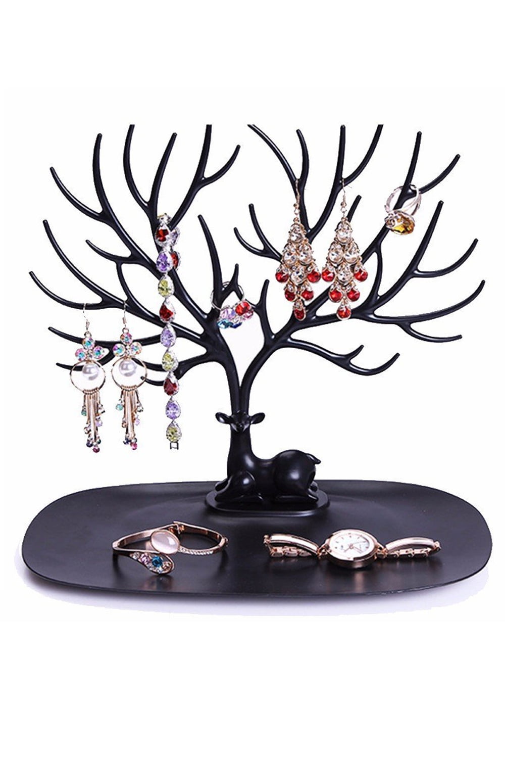 Tree Stand Jewelry Necklace Showing Display Rack For Earring Holder Ring Storage
