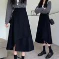 thumbnail image 2 of Ropa de mujer de talla grande Falda negra tipo A para piernas pesadas Prenda holgada que adelgaza irregularmente el vientre, 2 of 5