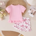 thumbnail image 7 of HCNTES Toddler Girl Casual Set Easter Outfit For Girls Bow Graphic Tee and Shorts 2 Piece Set Summer Toddler Girl Clothes, 7 of 7