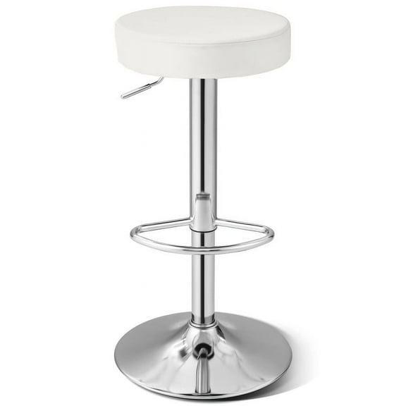 Spaco 1 PC Round Bar Stool Adjustable Swivel Pub Chair-White, Bar Height Stools, Counter Height Bar Stools for Kitchen, Dining Room