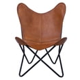 thumbnail image 4 of Rajeriya-Brown Home Living Room Chairs Leather Butterfly Chair Leather Accent Chair-Handmade with Powder Coated Folding Iron Frame, 4 of 7