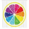 thumbnail image 3 of Lemon Shower Curtain, Cross Sectional View of Partioned Citrus with Transitioned Rainbow Colors Slice Frame, Fabric Bathroom Set with Hooks, 69W X 75L Inches Long, Multicolor, by Ambesonne, 3 of 3