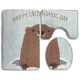thumbnail image 1 of ABPHQTO Feliz dia de la marmota Juego de alfombras de baño de 3 piezas Alfombra de baño Alfombra de contorno y tapa de inodoro, 1 of 2