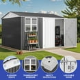 thumbnail image 2 of ModFusion 9.48 x 9.58 ft Metal Storage Shed with Dual Locks, Window, Air Vents, Heavy-Duty Outdoor Garden Tool Organizer, 546 Cuft Workshop House, Dark Gray, 2 of 11