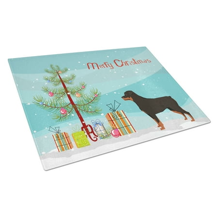 

Caroline s Treasures CK3558LCB Rottweiler Christmas Tree Glass Cutting Board Large 12H x 16W multicolor