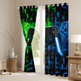 thumbnail image 3 of Homewish Neon Gaming Controller Blackout Curtains,Futuristic Cubes Curtains Pack of 2 (42x84 Each),Green Blue, 3 of 6