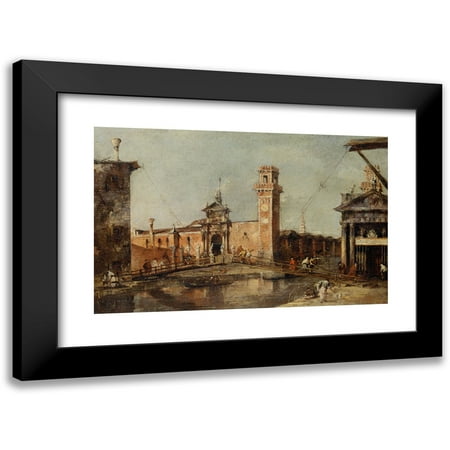 Francesco Guardi 14×11 Black Modern Framed Museum Art Print Titled – The Entrance to the Arsenal in Venice