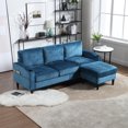 thumbnail image 5 of Xukmct Modern Loveseat Sofa with Ottomam and Wood Legs, 3 Seater Polyester Sofa for Living Room, Office, 5 of 9