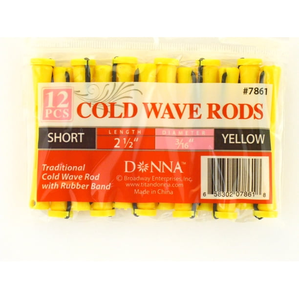 Donna Unisex 3/16" Short Plastic Yellow Cold Wave Perm Hair Rods 12