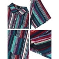 thumbnail image 6 of INSPIRE CHIC Men's Shirt Vertical Striped Button Down Point Collar Short Sleeve  Shirt L Multicolor, 6 of 6