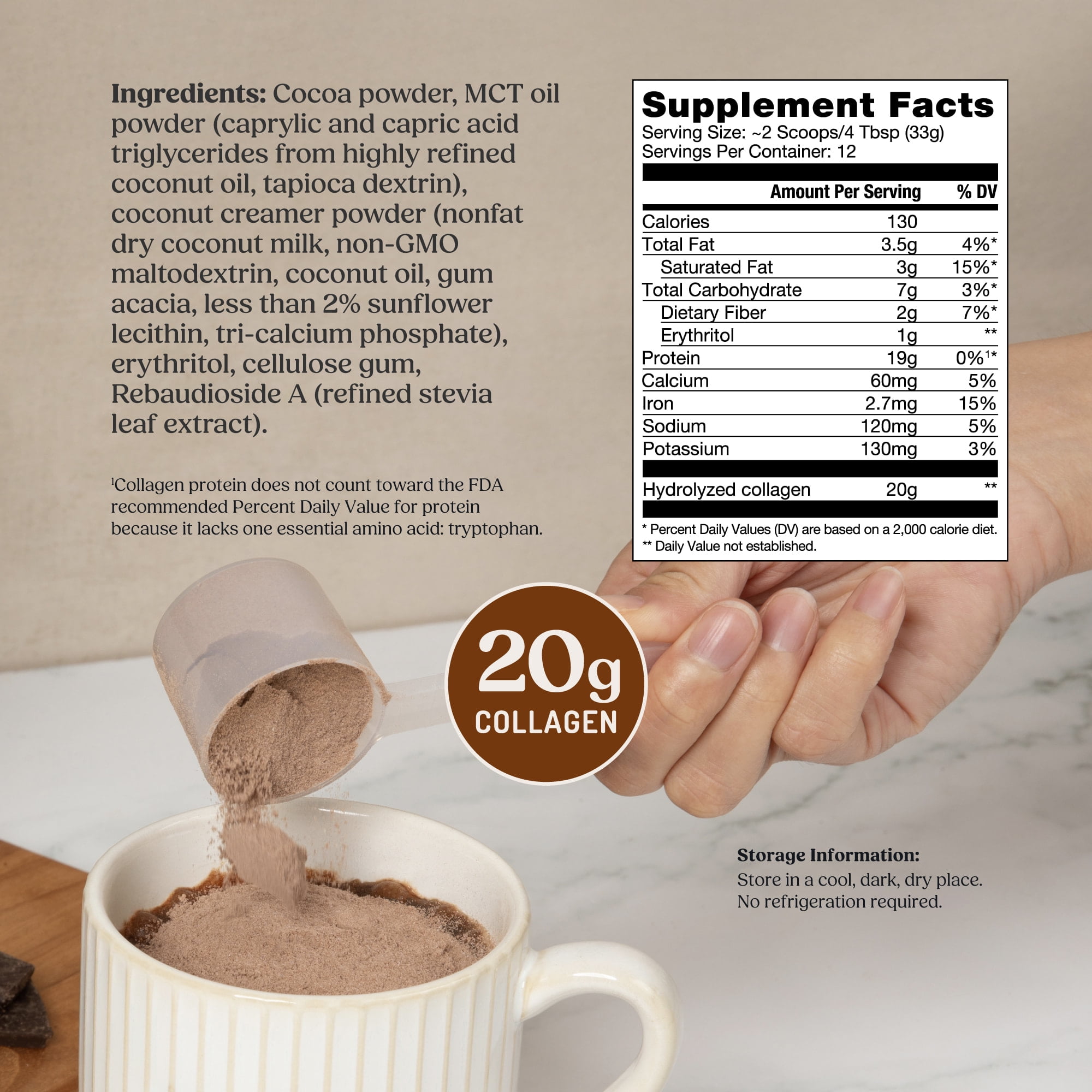 Bulletproof Chocolate Collagen, 14.3 Ounces, Grass-Fed Collagen Protein and Amino Acids for Skin, Bones and Joints