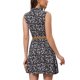 thumbnail image 3 of Vestido sin mangas de longitud a la rodilla con media abertura y cinturón de flores para mujer Inspire Chic en negro, 3 of 5