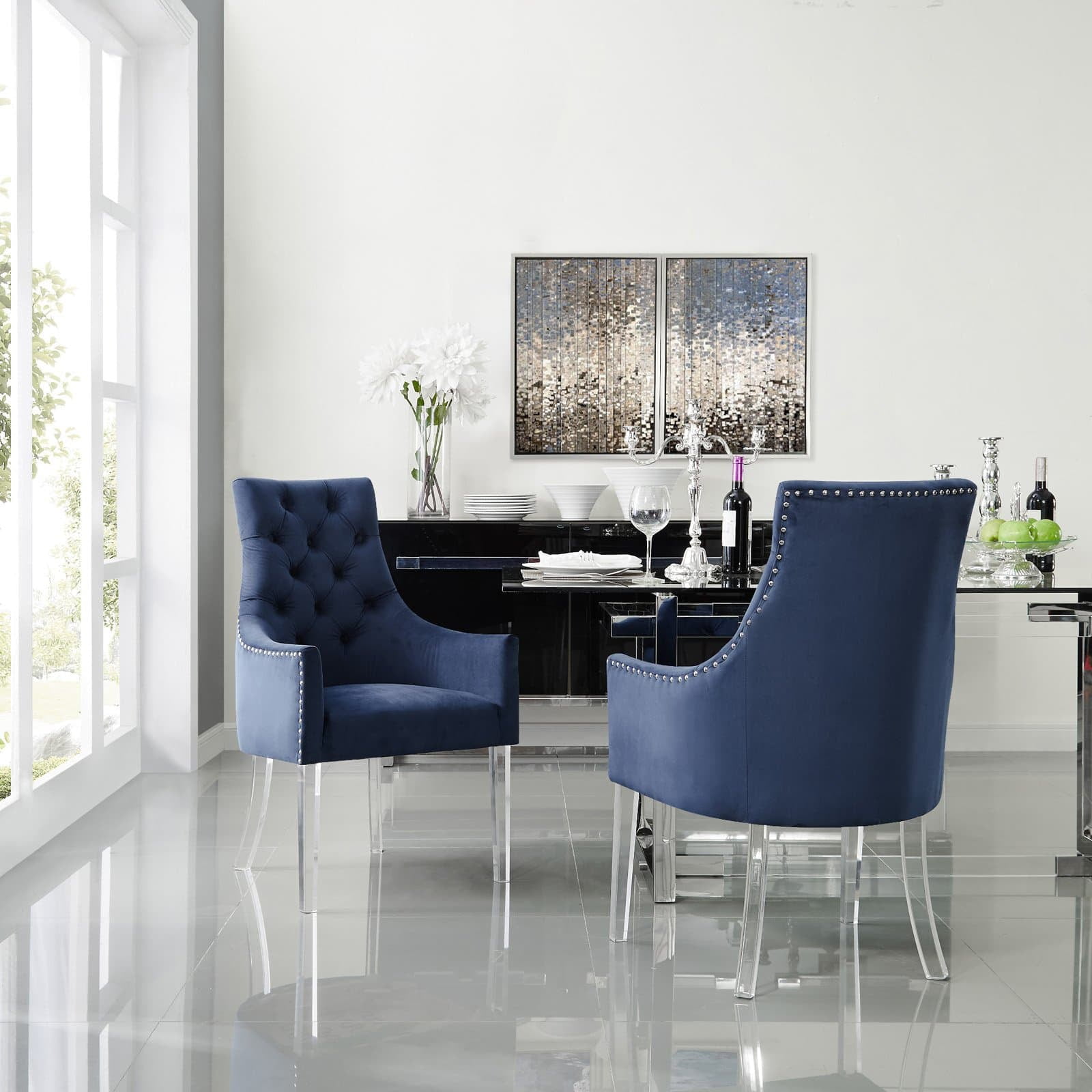 Inspired Home Valeria Velvet Upholstered Dining Arm Chair - Set of 2 ...