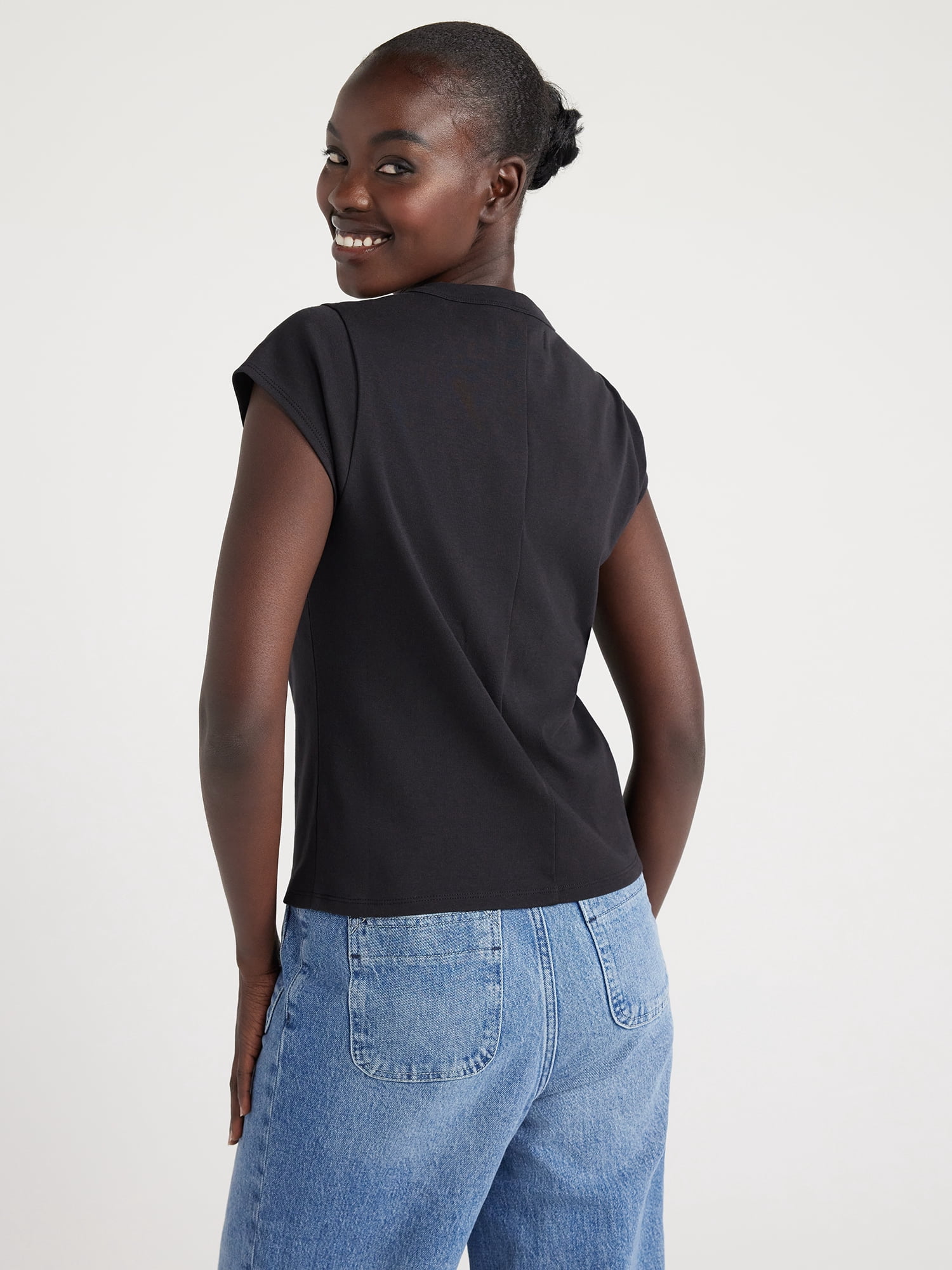 Free Assembly Women's Cap Sleeve Tee, Sizes XS-XXXL
