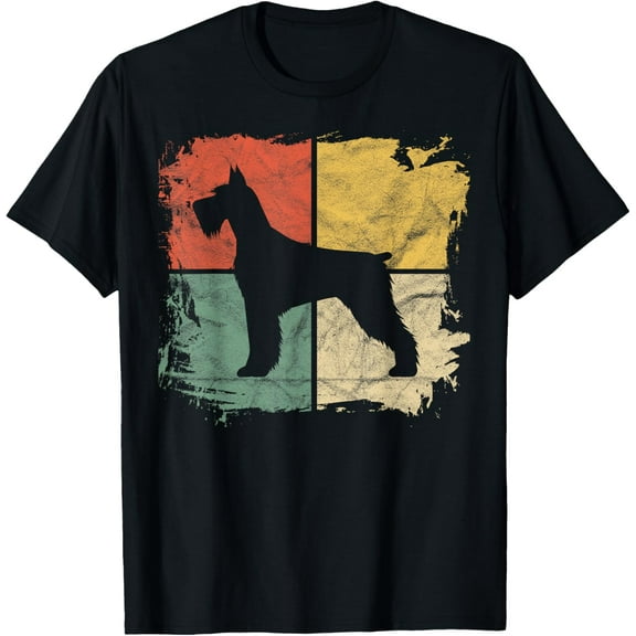 Square Retro Schnauzer Owner Gift Standard Giant Dog Dad Mom T-Shirt men and women can wear, black, white, gifts