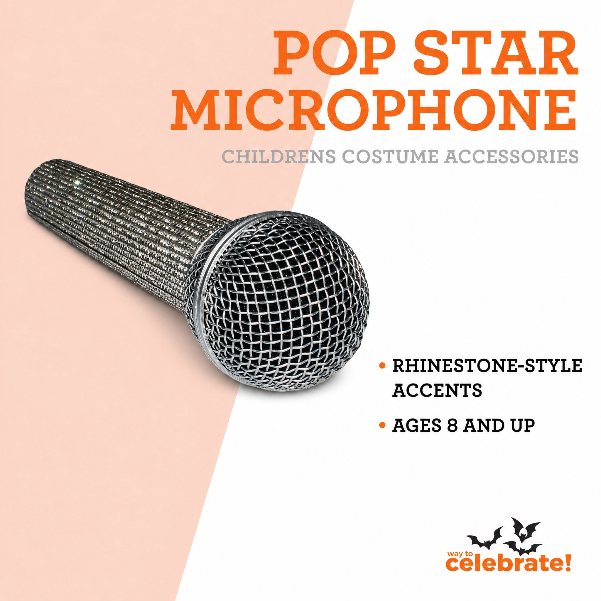 Pop Star Microphone Costume Accessory for Children, Silver, Halloween by Way To Celebrate