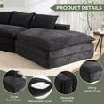 thumbnail image 4 of 133.86" Modern Minimalist Modular Sectional Sofa, Upholstered Cloud Couch with Deep Seats, Right Facing Chaise for Living Room, Black, 4 of 9