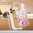 thumbnail image 5 of Mantto for iPhone 15 Pro Max Case, 3 in 1 Slim Hybrid Crystal Rubber Bumper Cute Marble Pattern Hard PC Soft Silicone Drop Protection Women Girls Cover for iPhone 15 Pro Max, Grid Pink Marble, 5 of 6
