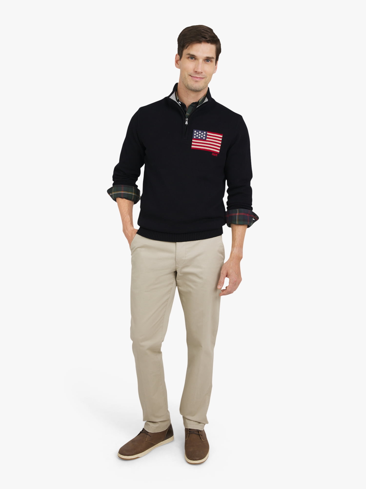Chaps Men's & Big Men's Flag Quarter Zip Sweater, Sizes S-3XL