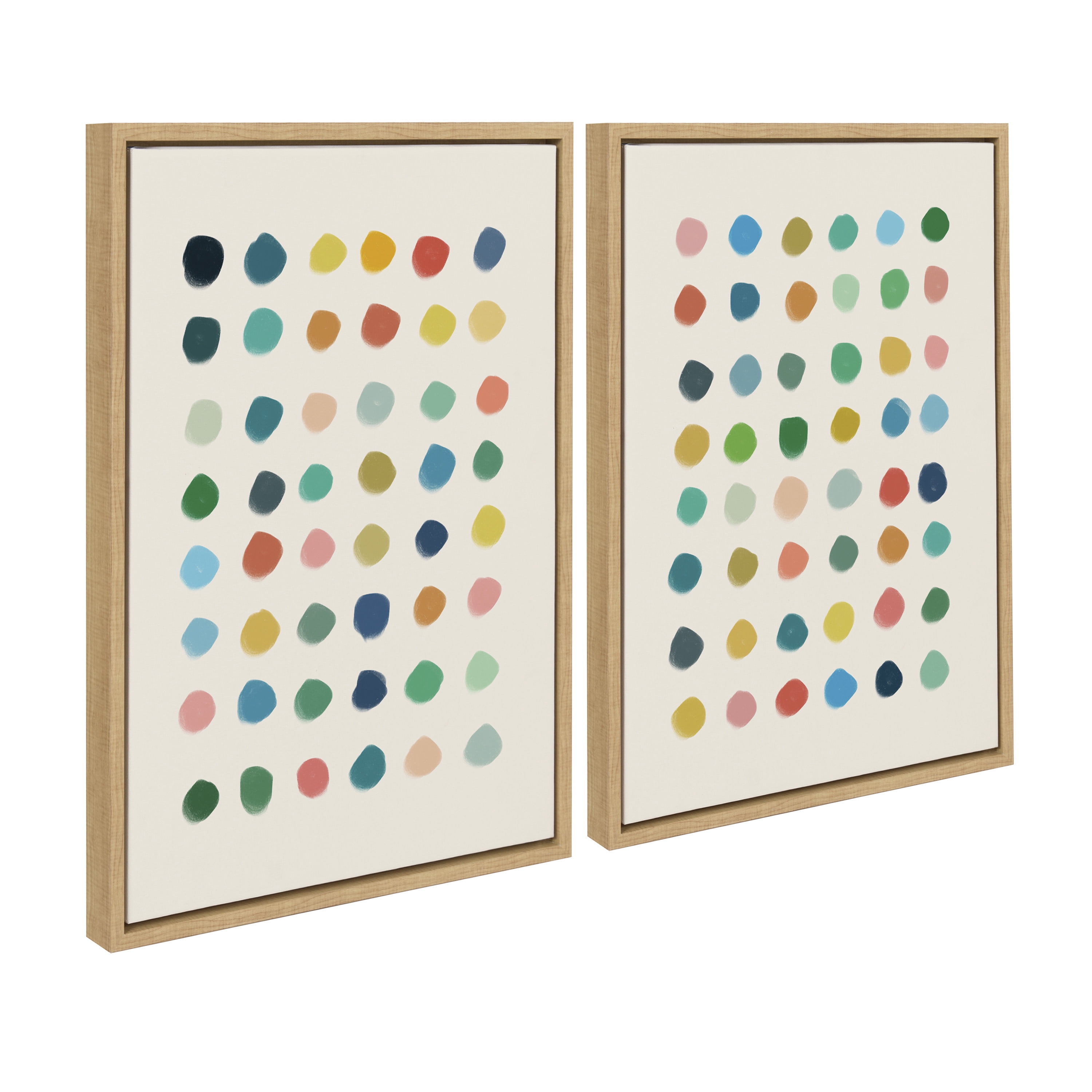 Kate and Laurel Sylvie Meditation 1 and 2 Framed Canvas Wall Art Set by Kelly Knaga, 2 Piece 18x24 Natural, Colorful Abstract Art for Wall