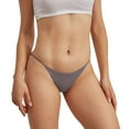 thumbnail image 2 of TEVEQ No Show Panties for Women Bikini Underwear Low Rise Comfortable Briefs Seamless Breathable Soft Stretch Invisible Panties Women's Solid Color String Bikini Panty Stretch Briefs Dark Grey L, 2 of 5