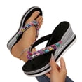 thumbnail image 4 of Sandales Compensées Décontractées pour Femmes à Bout Rond, Sandales de Plage à Bout Ouvert avec Strass, 1 Paire, 4 of 9