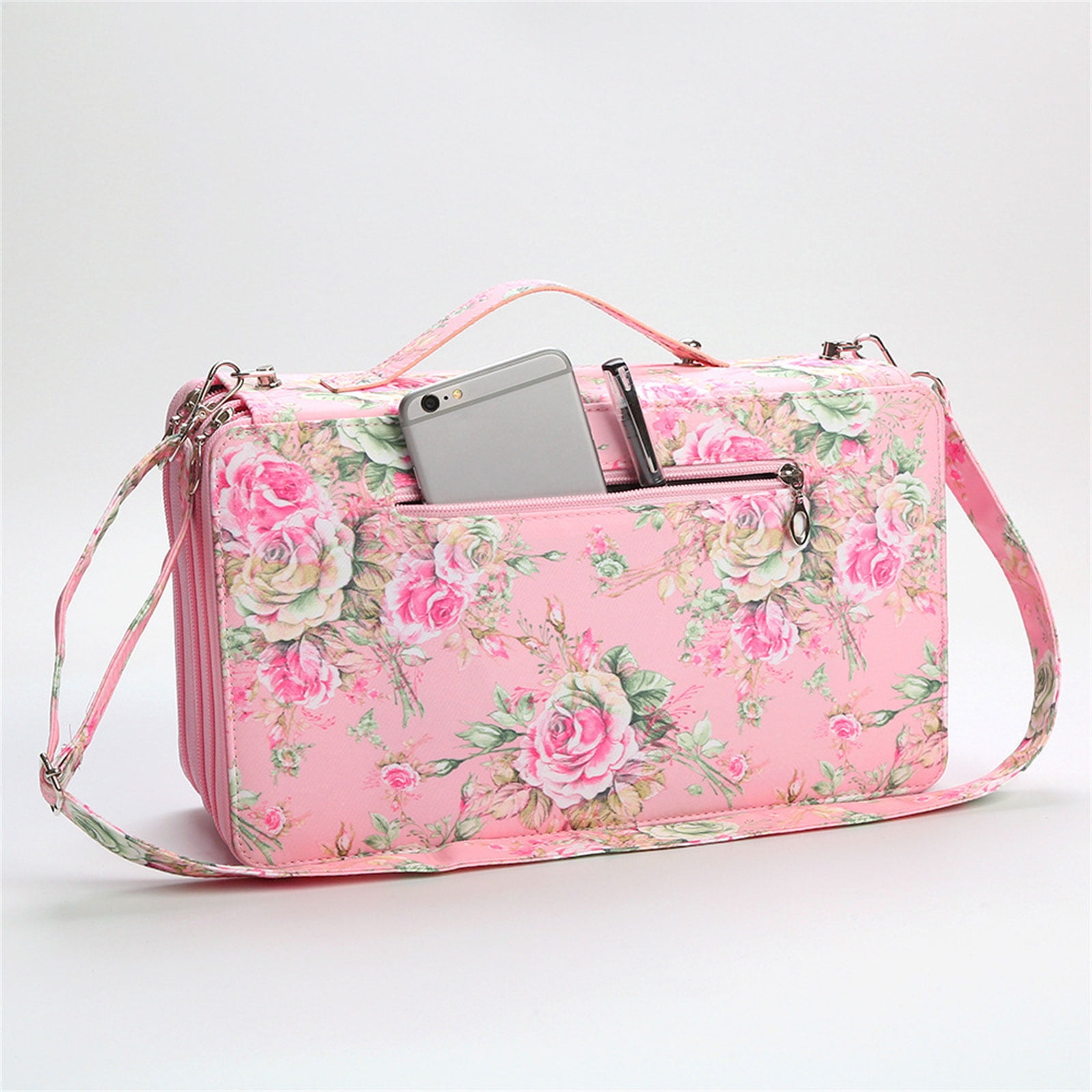 High Capacity Leather Marker Bag 120 Slot Marker Organizers Carrying Case Zippered Storage Bag For Artists And Student