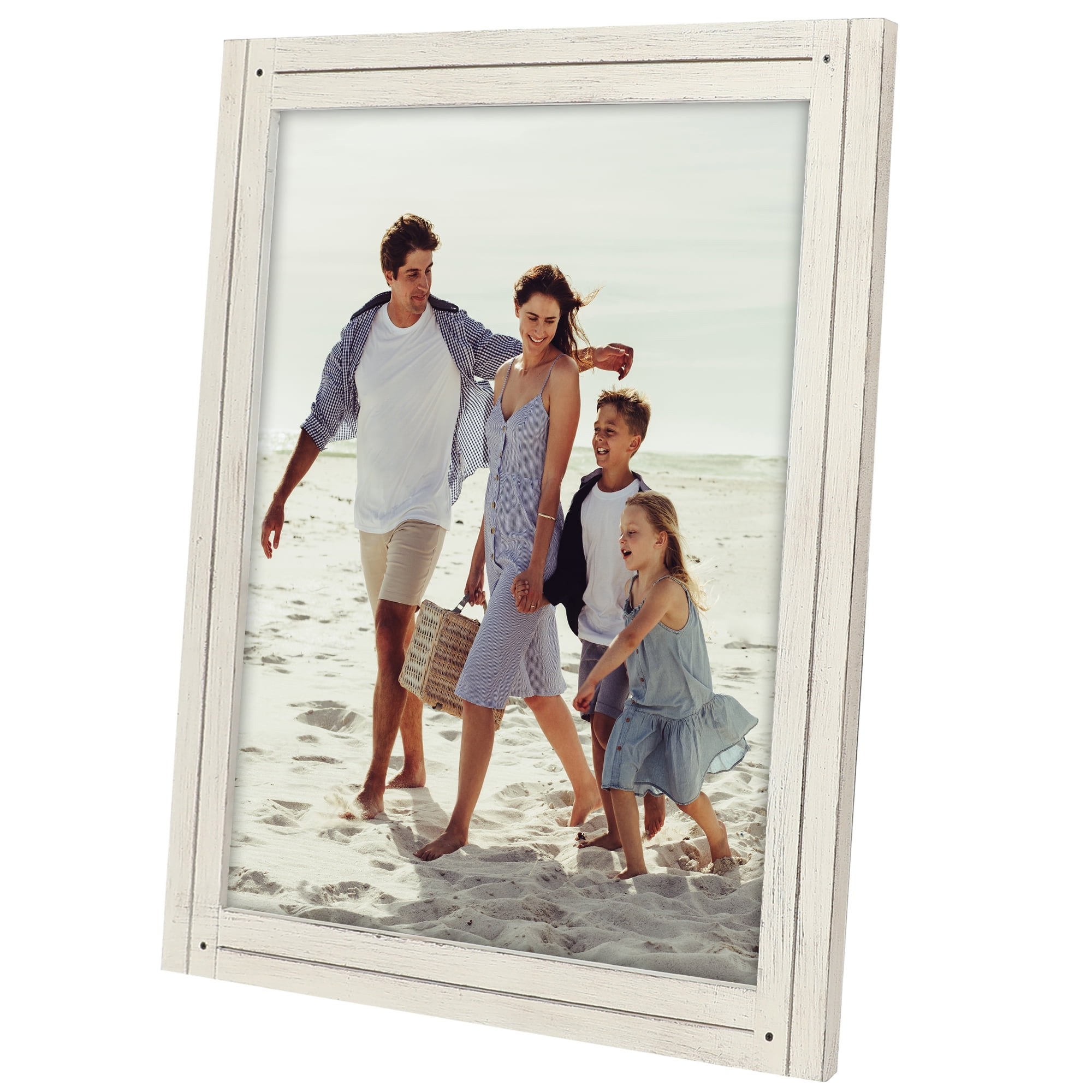 Americanflat 16x20 Picture Frame with Polished Plexiglass Hampton Collection Distressed Frames - Aspen White