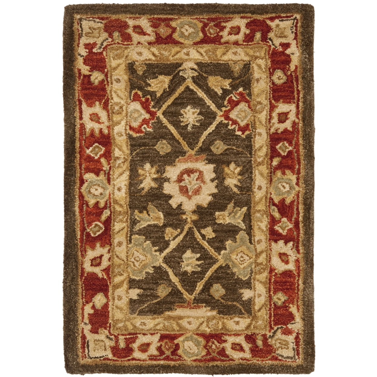 SAFAVIEH Anatolia Shirley Traditional Wool Area Rug, Olive/Rust, 9' x 12'