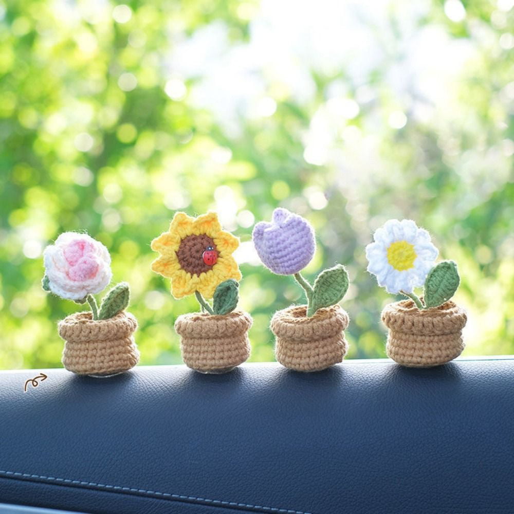  Emivery Crochet Flowers, 2pcs Handmade Knitted Daisy Sunflower  Pot Knitting Mini Artificial Flowers Bouquet with Flower Pot Set for Car  Dashboard Ornaments Indoor Outdoor Art Decor Gift : Home & Kitchen
