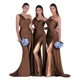 thumbnail image 1 of Vestido de dama de honor personalizado de un hombro para mujer, vestido de fiesta de sirena de satén plisado, vestidos de noche de fiesta de boda con abertura lateral larga, 1 of 5