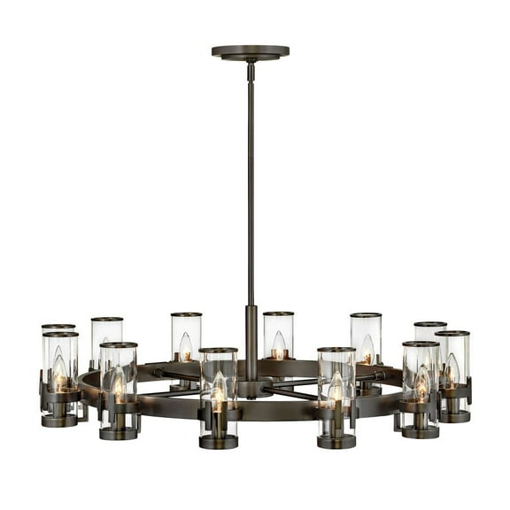 38109BX Hinkley Lighting Reeve - 12 Light Large Chandelier in Traditional-Transitional Style - 35.75 Inches Wide by 9 Inches High-Black Oxide Finish