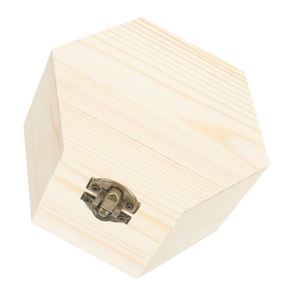 Zehuanyu Unfinished Wood Box Hexagon Wooden Storage Box with Hinged Lid  Vintage Keepsake Box Wooden Storage Box Treasure Case Organizer